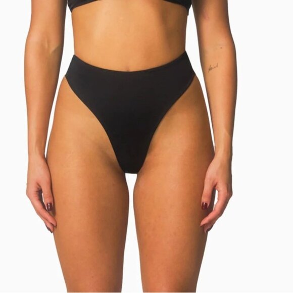 437 Sz S Aubrey Black Cheeky High Waisted Swimsuit Bottom - Picture 1 of 7
